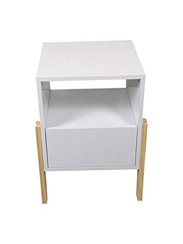 Mesa de Cabeceira MESA LATERAL COM NICHO, GAVETA E MADEIRA