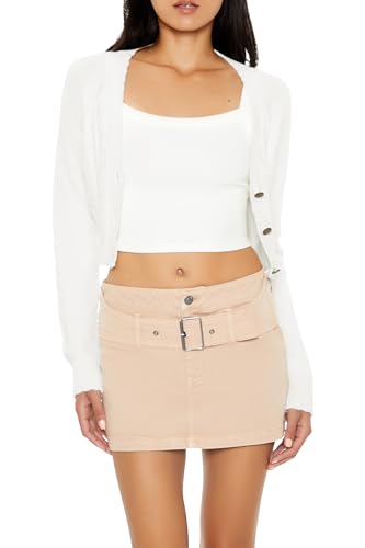 Forever 21 Women's Cropped Mineral Wash Cardigan Sweater