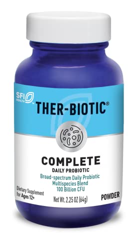 Klaire Labs Ther-Biotic Complete Probiotic Powder - 100 Billion CFU - Digestive, Gut Health + Immune Support - Probiotics for Men + Women - Dairy-Free, Hypoallergenic (60 Servings / 64g)