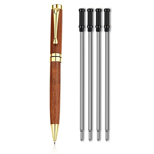 Ballpoint Pen Metal Retractable Ball Pen Black Ink Pens Medium Point（1.0mm）with 4PCS Refill
