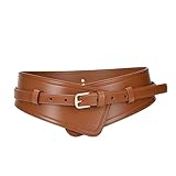 Tokicoo Cinturón ancho de mujer en piel auténtica con hebilla metálica, ideal para vestidos.,Estilo 4,105
