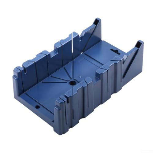Volakebeing Caja de sierra ingletadora para carpintería, gabinete de 45 90 grados, herramienta de sujeción de corte de madera, guía de sierra de mano de escritorio azul, 310 x 125 x 70 mm para