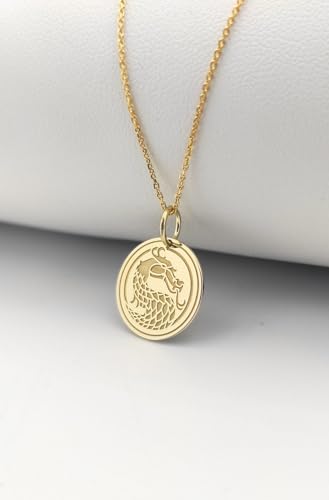Collier pendentif pièce dragon argent plaqué or avec chaîne 45cm - 2