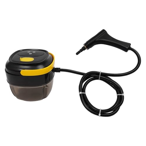 Pulitore a vapore, pulitore a vapore, 1500 W, pressione 3 bar, 6 livelli di vapore, serbatoio dell'acqua da 1700 ml, per cucina e casa, con 4 spazzole e asta di prolunga (nero, giallo)