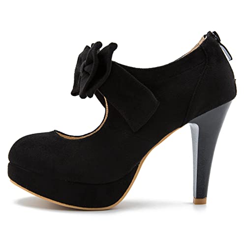 Women's Vintage Bow Tie High Heel Mary Janes Platform Closed Toe Dress Pumps Black Label Size 47 - Us 13 #TOP5