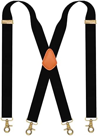 SupSuspen Mens Suspenders with Snap Hooks X Shape Black Suspenders Formal Braces