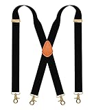 SupSuspen Mens Suspenders with Snap Hooks X Shape Black Suspenders Formal Braces