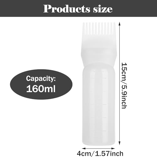Serlium Hair Oil Applicator Bottle, 160ml Root Comb Applicator Bottle Lightweight Oil Bottle for Hair for Scalp Treatment Essential and Hair Coloring Dye(White) - Image 2