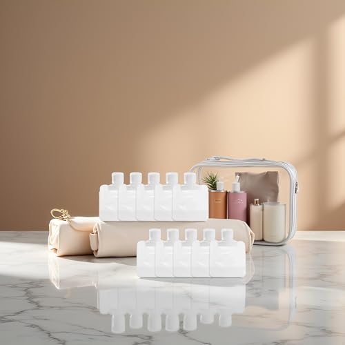 10Pcs Transparent Portable Fluid Packing Bags,New Travel Size Refillable Empty Squeeze Pouch, Premium Clear Travel Pouches for Toiletry, Lotion Shampoo Shower Gel Squeezable Bags (30ml),Bag and Cases4