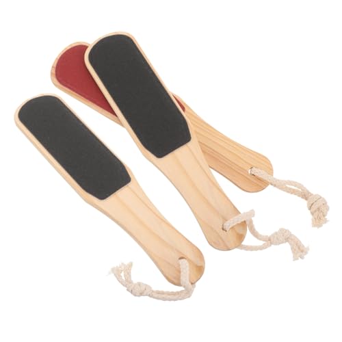 PACKOVE Raspador De Pies Doble Cara Removedor De Callos 3 Unidades Tamaño Estándar Masajeador De Pies Para Mujeres Uso Profesional y Doméstico Madera Natural