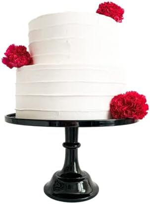 11" Black Plastic Cake Stand | Melamine Wedding Cake Stand | Pretty Cake Stands for Dessert Table | Serving Trays for Party or Brunch Decorations | Adorable Cake Plate by Sprinkles & Confetti