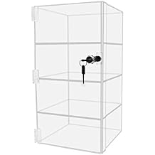 Acrylic Locking Vertical Cabinet with Keys 8" x 8" x 16" Clear Countertop Hinged Swing Door Locker for Retail Products and Convenience Stores Merchandise by Marketing Holders