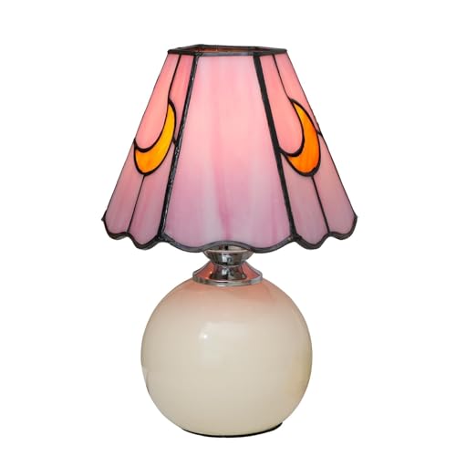 Handcrafted Stained-Glass Moon Mushroom Tiffany Lamp (11", Warm White)