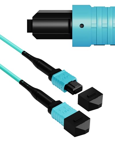 Image of Individually Tested MPO to MPO Fiber Patch Cable | OM3 TypeB 12Cores Fiber Cable 10GB Multimode LSZH MTP Compatible -For QSFP Transceiver 3FT /0.9M