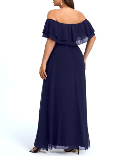 Image of Pinup Fashion Plus Size Formal Bridesmaid Wedding Guest Chiffon Long Dress