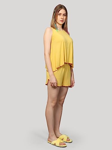 Image of Evolove Women's Micro Modal Round Neck Sleeveless Night Suit /Top & Short Set Super Soft Comfortable (Modal-Shorts Set)