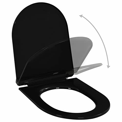 Catherinol Abattant WC Lunette de Toilette Siège de Toilette Couvercle de WC Toilet Seat Abattant WC à Fermeture en Douceur Libération Rapide Noir Cover