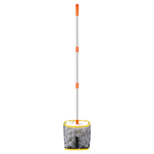 DOERDO Pingpong Ball Picker 37.4Inch Table Tennis Ball Picker Retractable Ping Pong Ball Collector, Adjustable Long Handle, Orange