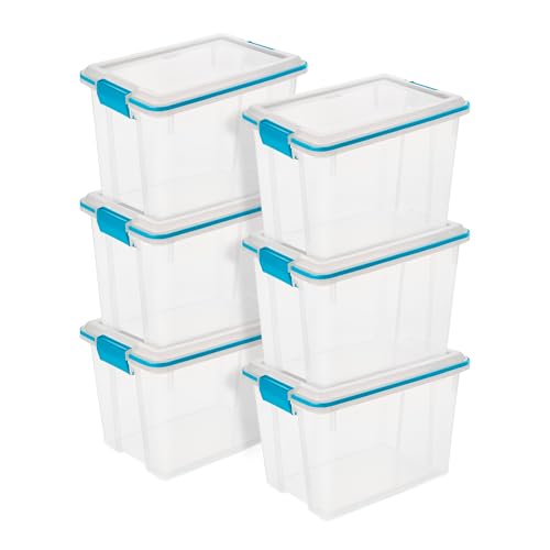 Image of Sterilite Gasket Storage Box with Lids for Home & Office, 20 Quart, 6-Pack.
