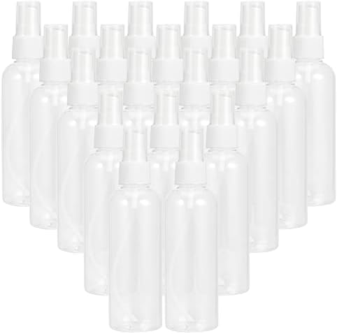 KOHAND 20 PCS 100 ML Clear Plastic Spray Bottles, Travel Size Refillable Spray Bottles With Caps, Empty Fine Mist Spray Bottles Refillable Containers for Liquid, Toner, Perfume, Essential Oil