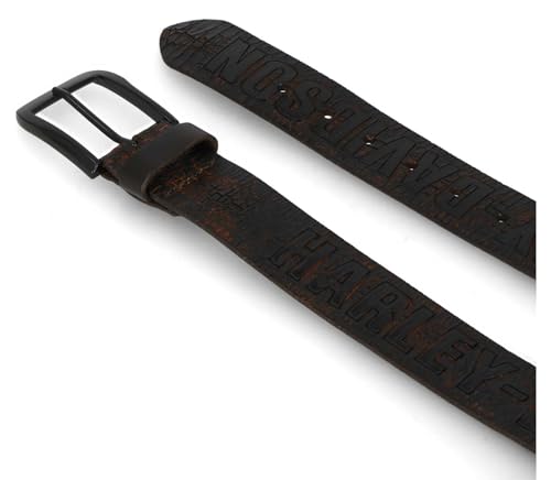 Harley-Davidson Men's Cracked Earth Raised H-D Logo Leather Belt - Dark Brown3
