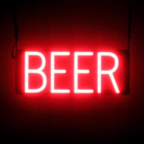 Image of SpellBrite LED Neon BEER Sign for Business - Red, 16 inch x 6 inch | Ultra-Bright Click-Together Signage for Bars & Restaurants, with Visibility from 500 ft - 8 Animations, 6 Brightness Levels