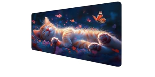 Tapis de souris gaming XXL grand format motif chat sous-main ordinateur portable