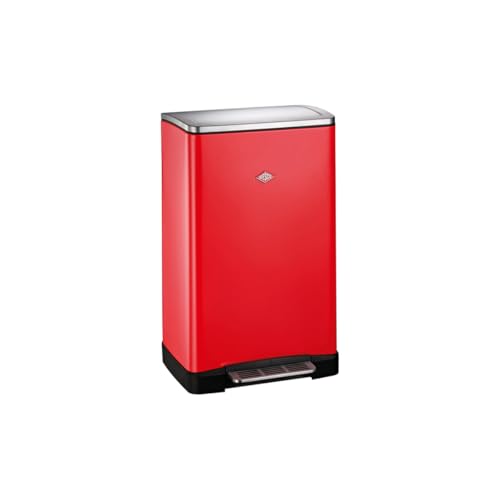 Wesco Big Double Boy - Pattumiera In Lamiera D'Acciaio Verniciata A Polvere, Due Inserti Separati Da 18 Litri In Plastica, Pedana In Acciaio Inox, Fis