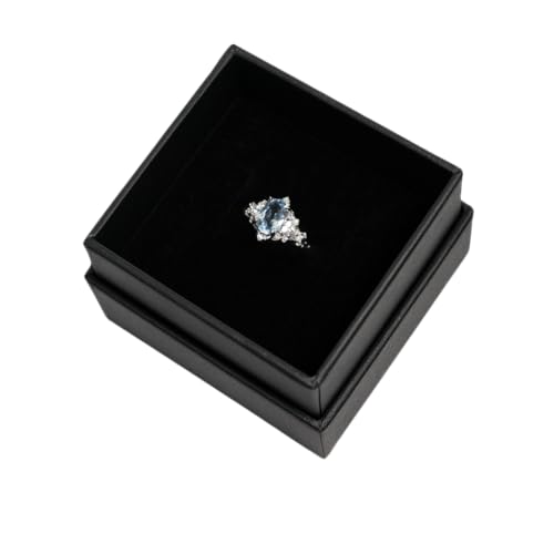 Bague de fiançailles fleur de glace topaze bleue moissanite