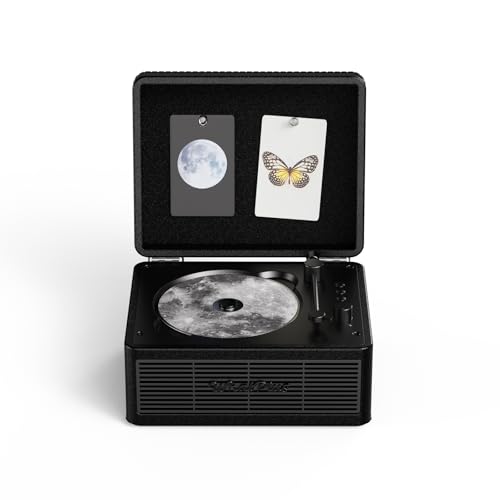 Image of CD Player with Bluetooth Speaker, High-Fidelity Sound, App-Controlled, Magnetic Display for Photos & Pins, Retro Desktop Music Player, Gift for Music Lovers (Black)