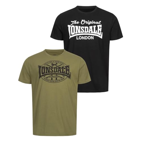 Lonsdale Herren T-Shirt Normale Passform Doppelpack MORHAM XL Black/Olive