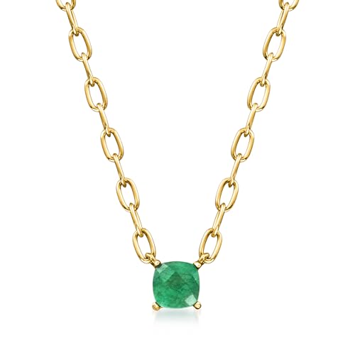 Ross-Simons 0.50 Carat Emerald Paper Clip Link Necklace in 18kt Gold Over Sterling