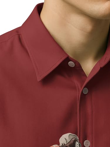 Image of BULLMER Trendy Regular Fit Cotton Blend Printed Casual Half Sleeve Shirt for Men | Stylish Mens Casual Shirts | Shirts for Men