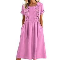Delicate Floral Embroidery: Intricate floral embroidery adorns the chest, adding a bohemian, artisanal touch to the classic silhouette. The subtle red and green threadwork elevates the dress, making it perfect for casual outings and gentle occasions....