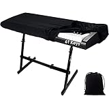 Dreld 電子ピアノ キーボードカバー 鍵盤カバー キーボード保護 ピアノの防護 防塵 防水 調整可能な弾性紐付き キーボード布ダストカバー 軽量 通気性 シンプル 黒 ヤマハ カシオなどに適用 (61鍵用)