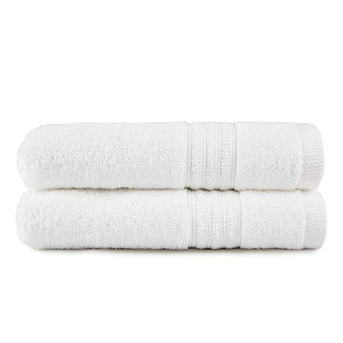 Trident100% Air Rich Cotton White Towels, 2 Piece Bath Towels Set, Super Soft Bathroom Towels, High Absorbent Large Bath Towel, Soft Comfort 30" X 56", 550 Gsm (Bright White) #TOP22