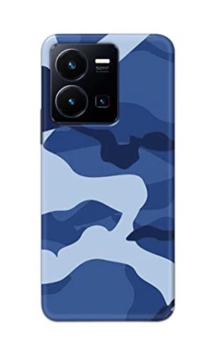 Image of Printed Hard Back Cover Case for Vivo Y35 4G Back Cover (Army Blue Pattern) -203