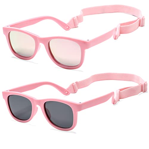 Image of COASION Bendable Flexible Polarized Newborn Baby Sunglasses with Strap for Infant Boys Girls Age 0-12 Months CA8042