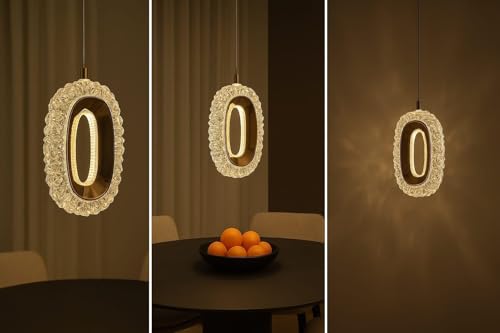 Image of FILLISKA 3 in1 Colour Changing LED Luxurious Hanging /Pendant Light (FrenchGold-MX8116)