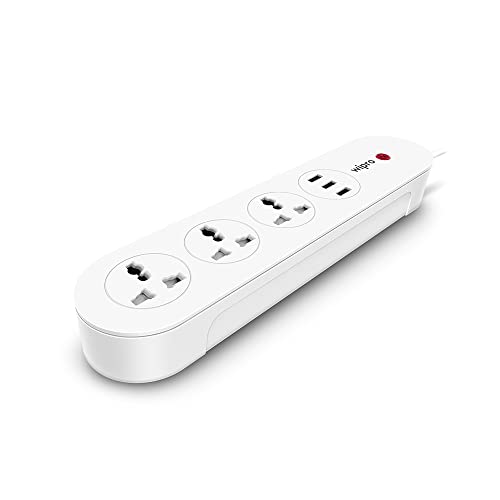wipro Smart Wi-Fi Usb Extension Board With 3 Universal Socket & 3 Usb|Voice Control With Alexa&Google Asst|Energy Monitoring Feature For Connected Device|Schedule On/Off (Pack Of 1,White),12 Volts view 2