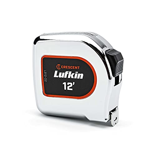 Crescent Lufkin 1/2 x 12' Mesure de ruban adhésif jaune du boîtier Chrome - L912-02
