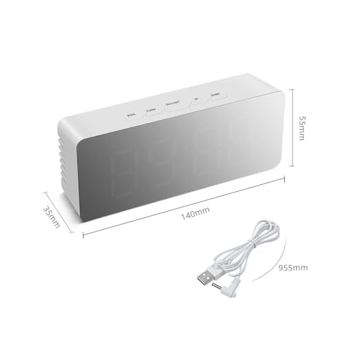 Image of Zentro Digital Alarm Clock with Large Display, Smart Night Sensor & Snooze Function, LED Desk Clock with Date Temperature Calendar, Battery Operated Bedside Table Clock (Digital LED Alarm Clock)