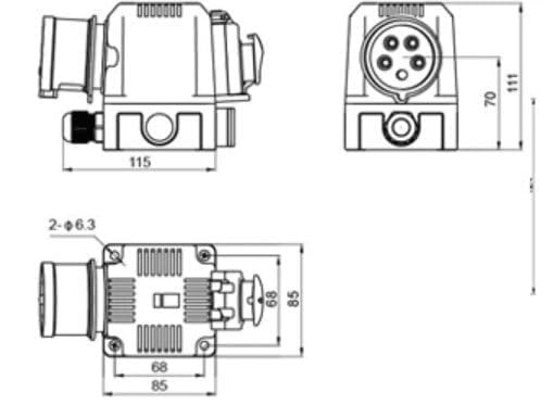 Anbauschalter DZ08-4 400V mit NotAus Klappe und Umschalter für Recht-/Linkslauf - Baugleich KEDU KOA2 YD