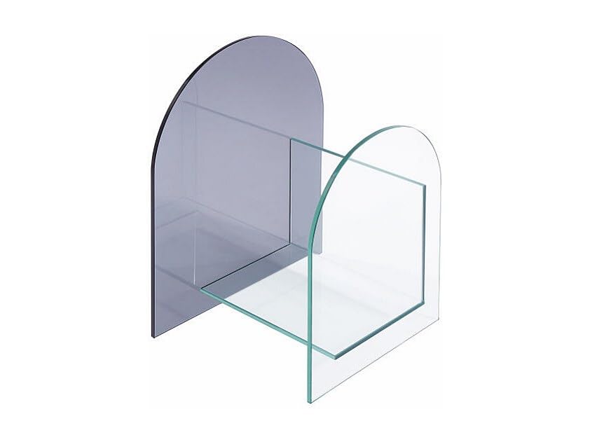 Vente-unique - Porte-Revue en Verre trempé - Transparent et Gris - DUSILLA