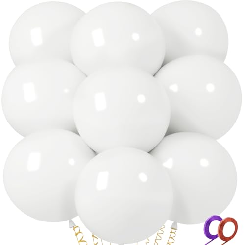 Image of 32Pcs White Big Balloons 18 Inch, Round Large Latex Party Balloons for Birthday Wedding Decorations. (white)