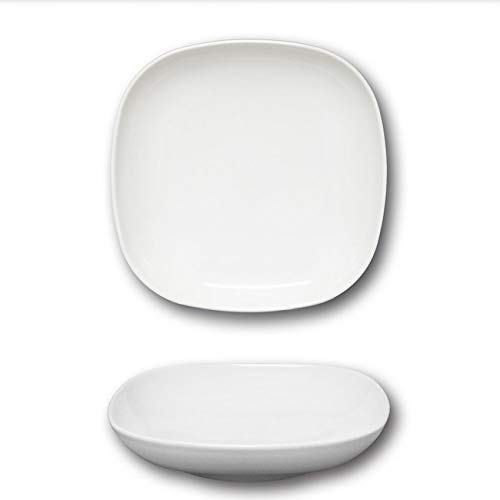 Danubio - Platos hondos de porcelana blanca, 21 cm de largo, 6 unidades
