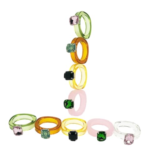 Bagues en acrylique vintage et bijoux artisanaux empilables de mariage
