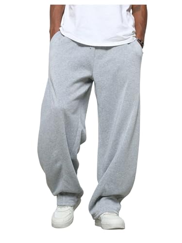 OYOANGLE Men's Loose Fit Sweatpants Elastic Drawstring Waist Baggy Wide Leg Pants Workout Trousers