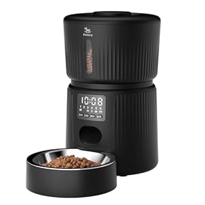 Petory Automatic Cat Feeder – 6 Meals Automatic Cat Food Dispenser with Slow Feeding for Cats and Small Dogs, Dual Power Supply Including Desiccant Bag