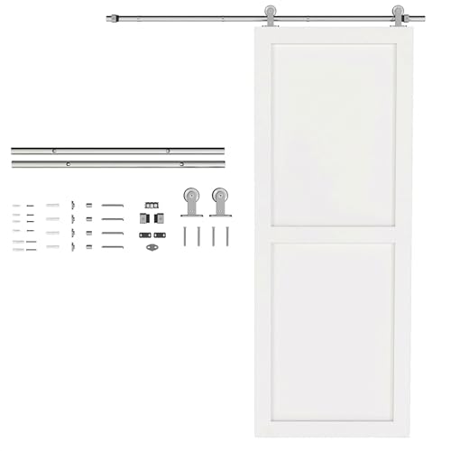 HOMCOM 152CM Quincaillerie porte coulissante de grange, rail porte coulissante de 76 cm de large,...